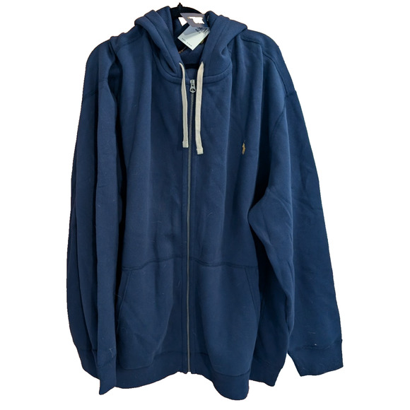 NEW Polo Ralph Lauren Navy Blue Full Zip Up Hoodie Sweatshirt Size: 4XLT NWT - Picture 1 of 8